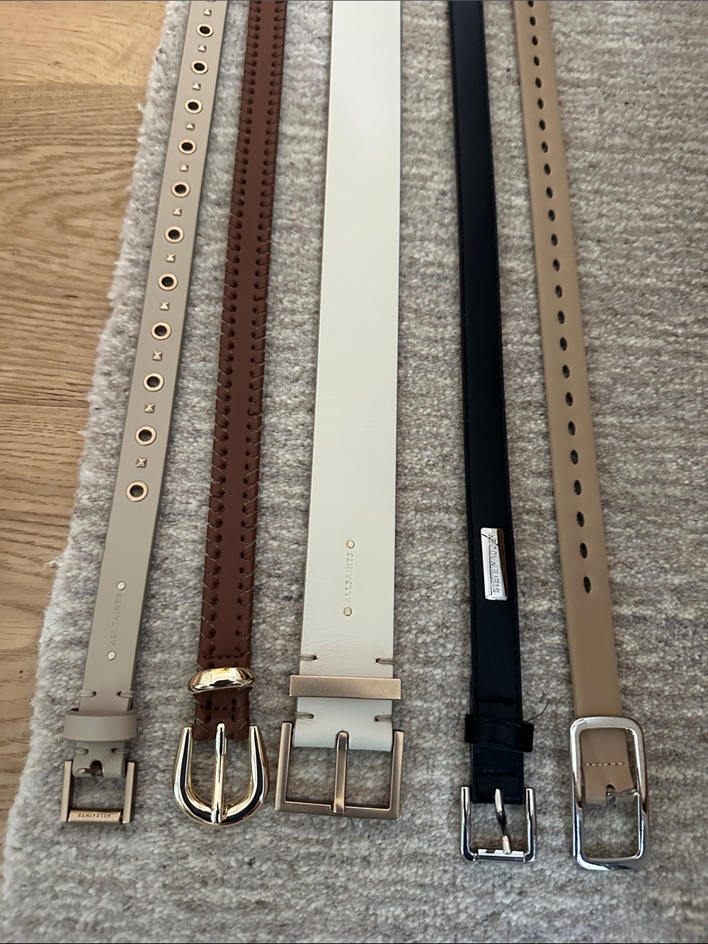 Mixed Leather Belt Lot with Neutral & Black Tones